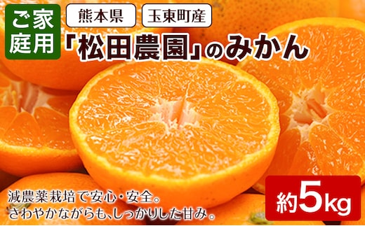 みかん ご家庭用『松田農園』ご家庭用みかん 約5kg(S-2Lサイズ) たっぷり 【日付指定不可】 予約受付中 フルーツ 秋 旬 約5kg 熊本県玉名郡玉東町『松田農園』 こだわり ミカン！ちょこっと 訳あり《11月上旬-1月下旬頃出荷》---sg_mtdmikan_ak111_r7_7500_5kg---
