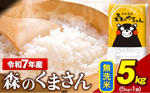 令和7年産 無洗米 森のくまさん 5kg × 1袋 熊本県産 単一原料米 森くま《7-14日以内に出荷予定(土日祝除く)》---gkt_lcl_714_5kg---