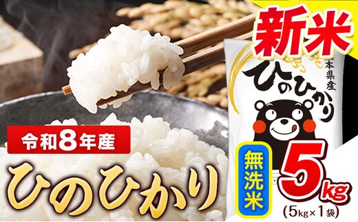 令和8年産 新米 ひのひかり 無洗米 5kg (5kg×1袋)《11月中旬-12月末頃出荷》熊本県産 ひの 米 こめ ヒノヒカリ コメ お米 おこめ---gkt_lcl_800_5kg---