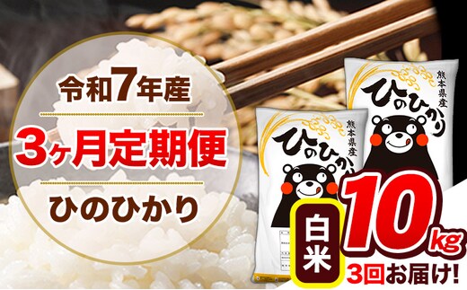 【3ヶ月定期便】令和7年産 定期便 ひのひかり 10kg 《お申込み翌月から出荷》令和7年産 熊本県産 ふるさと納税 白米 精米 ひの 米 こめ ふるさとのうぜい ヒノヒカリ コメ 熊本米 ひのもり---hn7tei_64500_10kg_mo3_gkt_h---