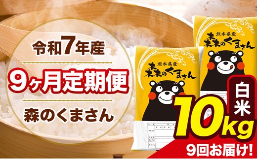 【9ヶ月定期便】令和7年産 白米 定期便 森のくまさん 10kg 森くま 《お申込み翌月から出荷》熊本県産 単一原料米 森くま 熊本県 玉東町---mk7tei_207000_10kg_mo9_gkt_h---