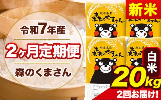 【2ヶ月定期便】新米 令和7年産 白米 定期便 森のくまさん 20kg 森くま 《お申込み翌月から出荷》熊本県産 単一原料米 森くま 熊本県 玉東町---mk7tei_97000_20kg_mo2_gkt_h---