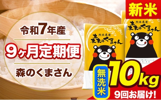 【9ヶ月定期便】新米 令和7年産 無洗米 定期便 森のくまさん 10kg 森くま 《お申込み翌月から出荷》熊本県産 単一原料米 森くま 熊本県 玉東町---mk7tei_220500_10kg_mo9_gkt_m---