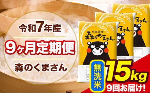【9ヶ月定期便】令和7年産 無洗米 定期便 森のくまさん 15kg 森くま 《お申込み翌月から出荷》熊本県産 単一原料米 森くま 熊本県 玉東町---mk7tei_310500_15kg_mo9_gkt_m---