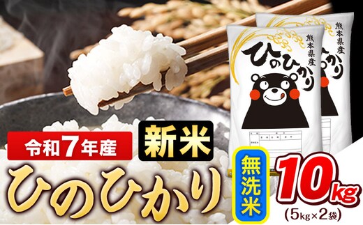 令和7年産 新米 ひのひかり 無洗米 10kg (5kg×2袋)《7-14日以内に出荷予定(土日祝除く)》熊本県産 ひの 米 こめ ヒノヒカリ コメ お米 おこめ---gkt_hn7_wx_23000_10kg_m---