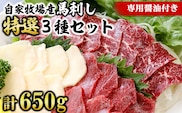 【熊本名物】自家牧場産 馬刺し特選3種セット 特選霜降り360g 赤身240g たてがみ50g(専用醤油付き)