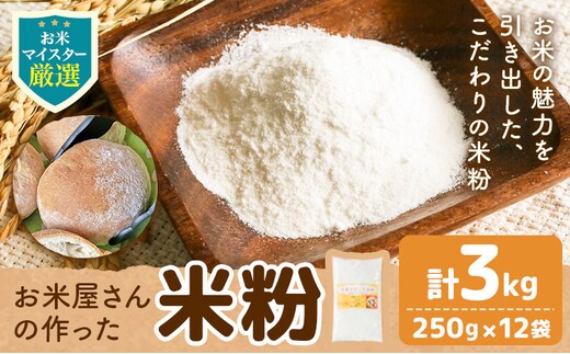お米屋さんの作った米粉 250g 12袋 計3kg 有限会社花見商店《7-14日以内に出荷予定(土日祝除く)》熊本県 南関町 米粉 熊本県産 国産 小分け 個包装 パン ホットケーキ 揚げ物 お米マイスター---nankan_hnm_8_3kg---