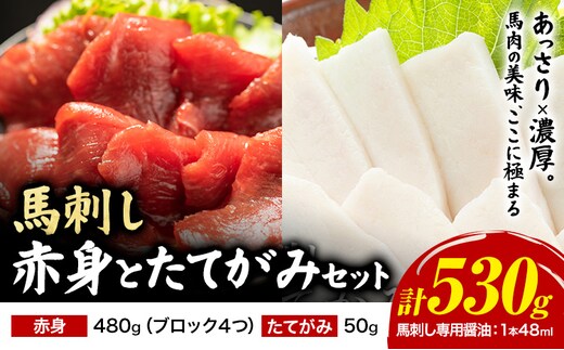馬肉 馬刺し 赤身 たてがみ セット 530g 高椋畜産《60日以内に出荷予定(土日祝除く)》熊本県 南関町 馬肉 馬刺し---nankan_ntm_5_ats---