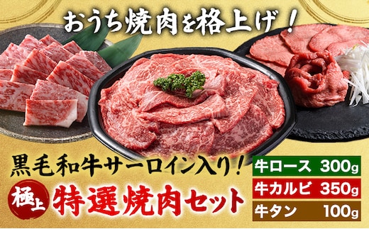 黒毛和牛 極上特選焼肉セット 750g 高椋畜産 《60日以内に出荷予定(土日祝除く)》 熊本県 南関町 牛肉 和牛 国産牛 黒毛和牛 牛ロース 牛カルビ 牛タン お肉 焼肉 BBQ 冷凍---nankan_ntm_7_750g---