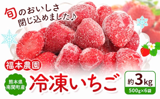 冷凍いちご ゆうべに 3kg 福本農園《60日以内出荷予定(土日祝除く)》熊本県 南関町 苺 イチゴ 冷凍 果物 フルーツ 国産 熊本 南関 デザート スムージー かき氷 ヨーグルト 朝採り 旬 小分け 500g 加工用 おやつ 保存---nankan_fkm_1_3kg---