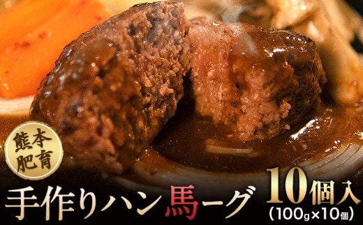 手作りハン馬ーグ 100g×10個 馬肉100%配合！【熊本肥育】ハンバーグ たっぷり 冷凍 お中元 肉 お手軽 お取り寄せ《30日以内に出荷予定(土日祝除く)》---nankan_lcl_17---