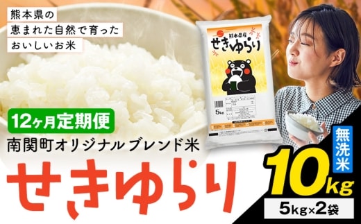 【12ヶ月定期便】米 南関町 せきゆらり 無洗米 10kg《申込みの翌月から出荷開始》熊本県産 国産 無洗米 こめ コメ 10キロ---nankan_lcl_689_mo12_tei---