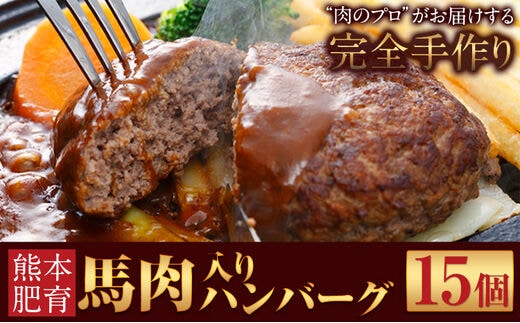 馬肉入り手作りハンバーグ(約150g×15個) 馬肉ハンバーグ 肉の宮本《45日以内に出荷予定(土日祝除く)》---sn_fmiyahamburg_45d_r7_15500_15i---