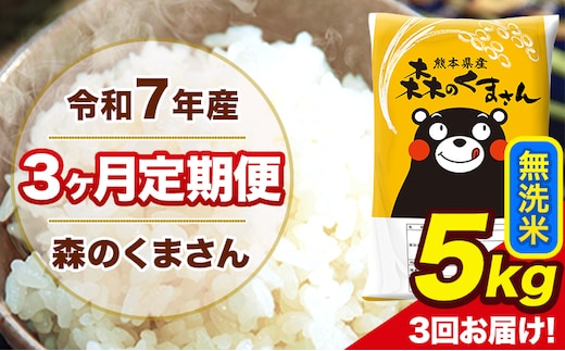 令和7年産 森のくまさん 【3ヶ月定期便】無洗米 5kg 5kg×1袋 計3回お届け 《お申込み翌月から出荷》 お米 こめ 熊本県産 ご飯 備蓄---mk7tei_37500_5kg_mo3_ng_m---