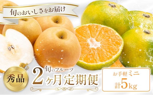 旬の フルーツ 定期便 2ヶ月連続 秀品 計5kg 日本フルーツ株式会社《2026年9月上旬-10月末頃出荷》熊本県 長洲町 おまかせ 梨 早生みかん 果物 フルーツ スイーツ デザート ギフト ご贈答---sn_nfustei_17500_mini_aug2---