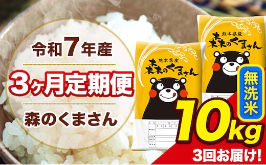 令和7年産 森のくまさん【3ヶ月定期便】 無洗米 10kg 5kg×2袋 計3回お届け 《お申込み翌月から出荷》 お米 こめ 熊本県産 ご飯 備蓄---mk7tei_73500_10kg_mo3_ng_m---