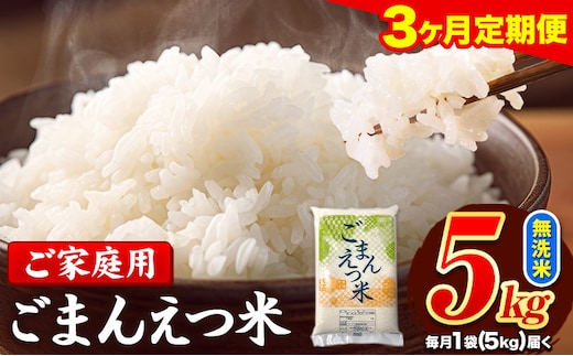 【3ヶ月定期便】訳あり 米 無洗米 ごまんえつ米 5kg 5kg×1袋 米 こめ 定期便 家庭用 備蓄 熊本県 長洲町 くまもと ブレンド米 熊本県産 訳あり 常温 配送 《お申込み翌月から出荷》---ng_gmntei_5kg_34500_mo3---