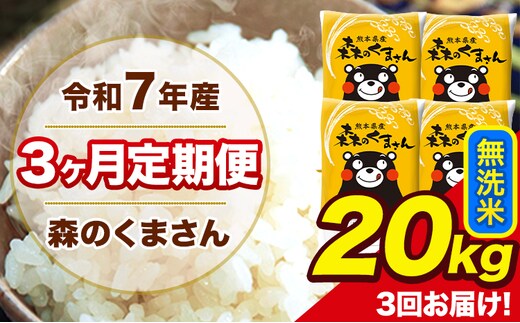 令和7年産 森のくまさん【3ヶ月定期便】 無洗米 20kg 5kg×4袋 計3回お届け 《お申込み翌月から出荷》 お米 こめ 熊本県産 ご飯 備蓄---mk7tei_145500_20kg_mo3_ng_m---