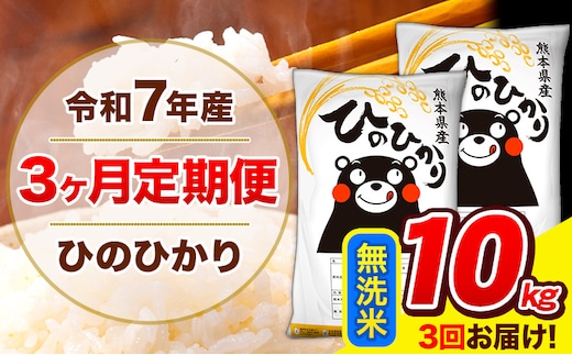 令和7年産 ひのひかり 【3ヶ月定期便】 無洗米 10kg (5kg×2袋) 計3回お届け 《お申込み翌月から出荷》 熊本県産 無洗米 精米 ひの 米 こめ お米 熊本県 長洲町---hn7tei_73500_10kg_mo3_ng_m---