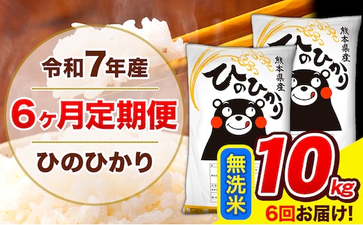 令和7年産 ひのひかり 【6ヶ月定期便】 無洗米 10kg (5kg×2袋) 計6回お届け 《お申込み翌月から出荷》 熊本県産 無洗米 精米 ひの 米 こめ お米 熊本県 長洲町---hn7tei_147000_10kg_mo6_ng_m---