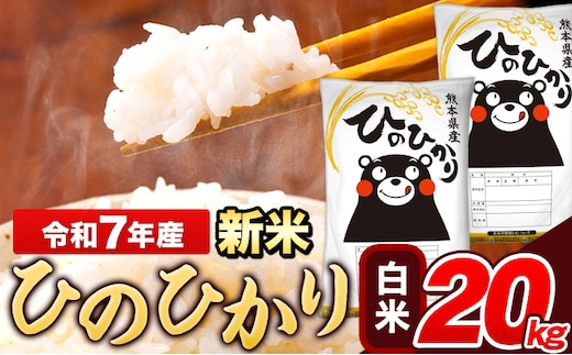 新米 令和7年産 ひのひかり 白米 20kg 《7-14日以内に出荷予定(土日祝除く)》 5kg×4袋 熊本県産 米 精米 ひの 長洲町---ng_hn7_wx_48500_20kg_h---