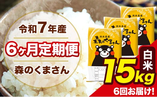 令和7年産 森のくまさん【6ヶ月定期便】 白米 15kg 5kg×3袋 計6回お届け 《お申込み翌月から出荷》 お米 こめ 熊本県産 ご飯 備蓄---mk7tei_219000_15kg_mo6_ng_h---