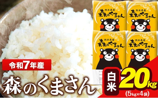 令和7年産 森のくまさん 20kg 5kg × 4袋 白米 熊本県産 単一原料米 森くま《7-14日以内に出荷予定(土日祝除く)》送料無料---ng_mk7_wx_48500_20kg_h---