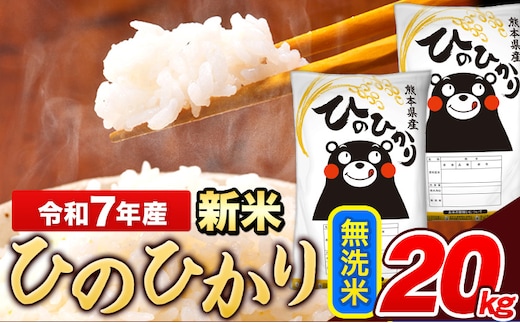 新米 米 令和7年産 ひのひかり 無洗米 20kg 《7-14日以内に出荷予定(土日祝除く)》 5kg×4袋 熊本県産 米 精米 ひの 熊本県 長洲町---ng_hn7_wx_48500_20kg_m---