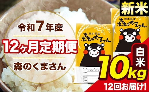 新米 令和7年産 森のくまさん 白米 10kg 5kg×2袋 計12回お届け 《お申込み翌月から出荷》 お米 こめ 熊本県産 ご飯 備蓄---mk7tei_294000_10kg_mo12_ng_h---