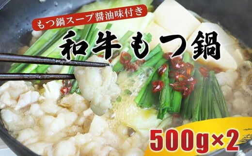 和牛もつ鍋ミックスホルモン 500g×2、もつ鍋スープ醤油味7倍濃縮 30g×8| 熊本県 熊本 くまもと 和水町 なごみまち なごみ 牛肉 肉 国産 もつ鍋 ホルモン もつ モツ スープ ミックス