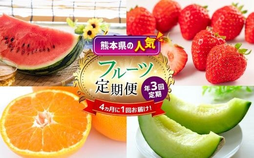 【定期便3回】季節の人気フルーツ 熊本県なごみ町 | 熊本県 熊本 くまもと 和水町 なごみ フルーツ 果物 いちご メロン スイカ みかん 蜜柑 ミカン 柑橘 定期便 定期 3回 4か月毎