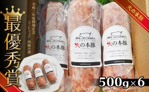 火の本豚 ボロニアソーセージ（500ｇ×6本セット） | 熊本県 熊本 くまもと 和水町 なごみ 豚肉 肉 地域ブランド ボロニアソーセージ ソーセージ 加工品 冷凍