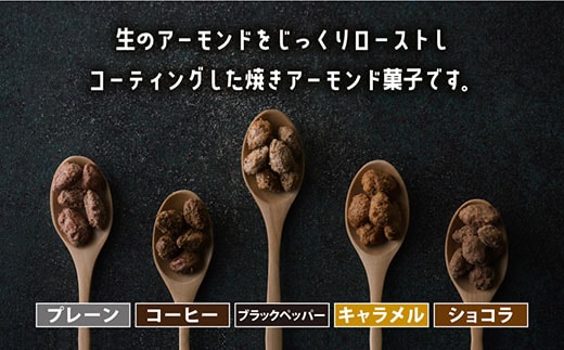 産山村製造 焼きアーモンド5点セット(プレーン、キャラメル、コーヒー、ショコラ、ブラックペッパー) ---ubuyama_yad_6_5p---