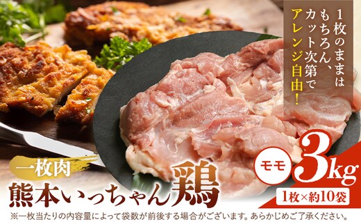 鶏肉 熊本いっちゃん鶏 もも肉 一枚肉 約3kg 10枚 株式会社九州児湯フーズ《30日以内に出荷予定(土日祝除く)》モモ肉 モモ 鶏モモ もも 熊本県 産山村---ubuyama_kyf_8_3kg---