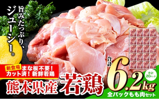 鶏肉 小分け 鶏肉 もも モモ カット済 若鶏3.1kg 2セット 《7-14日以内に出荷予定(土日祝除く)》---ubuyama_lcl_512_6200g---