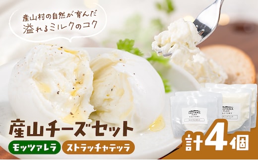 産山チーズセット モッツァレラチーズ ストラッチャテッラチーズ 株式会社UBUYAMAPLACE 4個セット《30日以内に出荷予定(土日祝除く)》---ubuyama_ubp_24_4p---