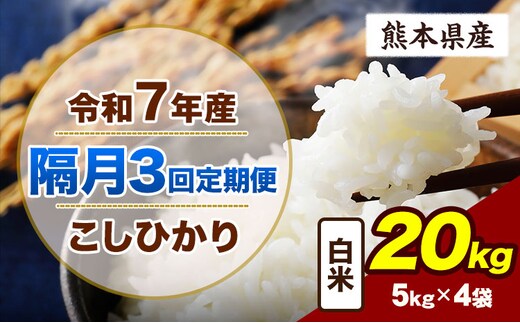 【隔月3回定期便】令和7年産 定期便 こしひかり 20kg 白米 阿蘇 うぶやま 米 定期便 熊本県産 ふるさと納税 精米 ひの 米 こめ ふるさとのうぜい コシヒカリ コメ お米 おこめ《申込月の翌月から出荷開始》---ubuyama_lcl_729_ev2mo3---