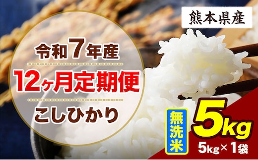 【12ヶ月定期便】令和7年産 定期便 こしひかり 5kg 無洗米 阿蘇 うぶやま 米 定期便 熊本県産 ふるさと納税 精米 ひの 米 こめ ふるさとのうぜい コシヒカリ コメ お米 おこめ《お申込み翌月から出荷》---ubuyama_lcl_783_mo12---