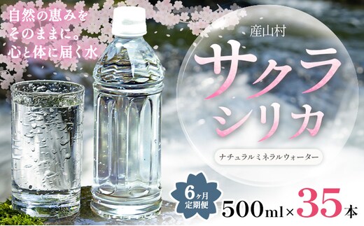 【6ヶ月定期便】サクラシリカ 500ml 35本 定期便 みずの里《お申込み翌月から出荷》熊本県 阿蘇郡 産山村 ミネラルウォーター シリカ 水 天然水 鉱水 ラベルレス ラベルなし---ubuyama_mzs_17_mo6---