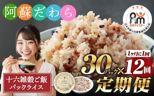 【定期便12ヶ月】阿蘇だわら 十六雑穀ごはん パックライス 160g×30パック 十六雑穀 雑穀 ごはん 米 香り 甘み 国産 定期便