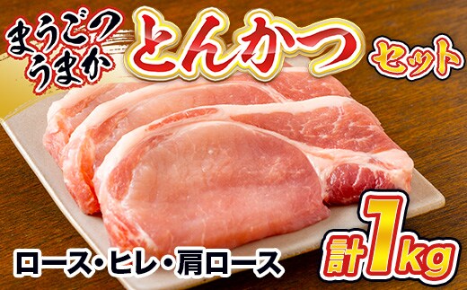 まうごつうまかとんかつセット 1kg ロース ヒレ 肩ロース AI09
