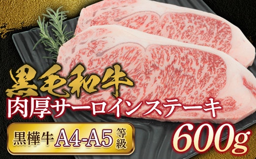 FKK19-733_黒毛和牛 黒樺牛A4～A5等級 肉厚サーロインステーキ600g 熊本県 嘉島町