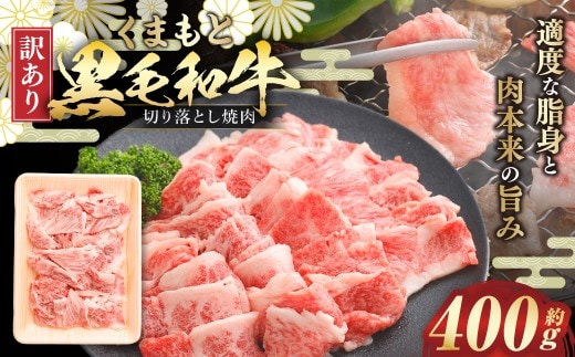 【 訳あり 】 くまもと黒毛和牛切り落とし焼肉 約400g お肉 肉 ニク にく 牛肉 牛 切落し 焼肉 赤身 バーベキュー BBQ ブランド牛 冷凍 国産 熊本県産 くまもと黒毛和牛 黒毛和牛 和牛