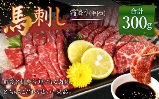 熊本 馬刺し 霜降り 中トロ 約300g (約100g×3個) 馬肉 馬刺 お肉 霜降り 冷凍