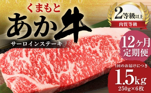 【12ヶ月定期便】 くまもと あか牛 サーロイン 1.5kg(250g×6枚) 牛肉 牛 肉