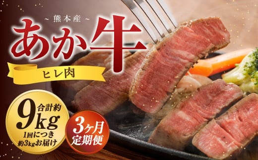 【3か月定期便】 熊本 あか牛 ヒレ肉 約3kg (約150g×15枚~18枚) 牛 肉 牛肉 ヒレ ステーキ