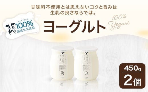 石坂ファーム の 生乳 100% ヨーグルト 450g×2個 合計900g 甘味料不使用 デザート 乳製品