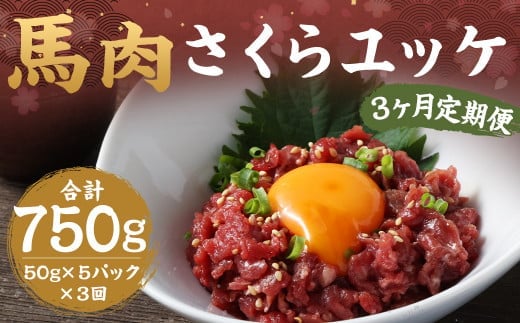 【3ヶ月定期便】 馬肉 さくら ユッケ 約250g(50g×5パック) 計約750g 馬肉 赤身 馬刺し 馬刺 馬ユッケ 熊本馬刺し 小分け カット 定期便