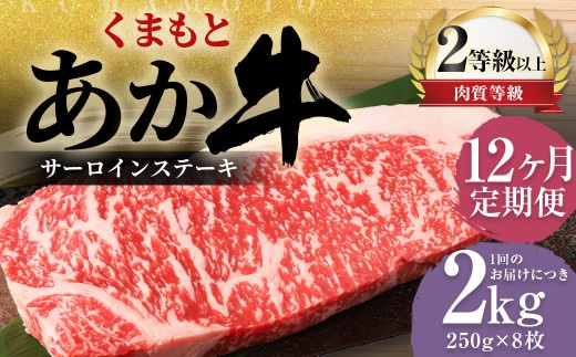 【12ヶ月定期便】くまもとあか牛 サーロイン 2.0kg(250g×8枚) 牛肉 牛 肉