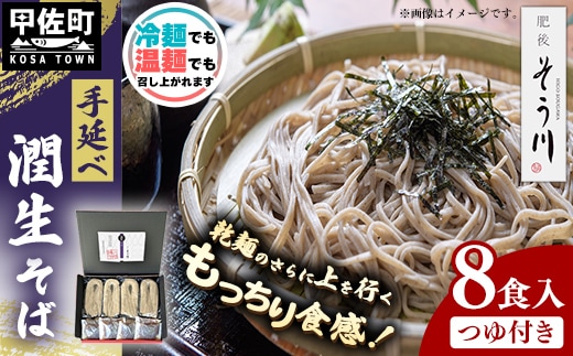 潤生そば８食入り - 8食 800g 蕎麦 ソバ 乾麺 そば つゆ付 つるつる もちもち 麺 夏 ざるそば 冬 温そば 一年中 楽しめる 人気 おすすめ 熊本県 甲佐町